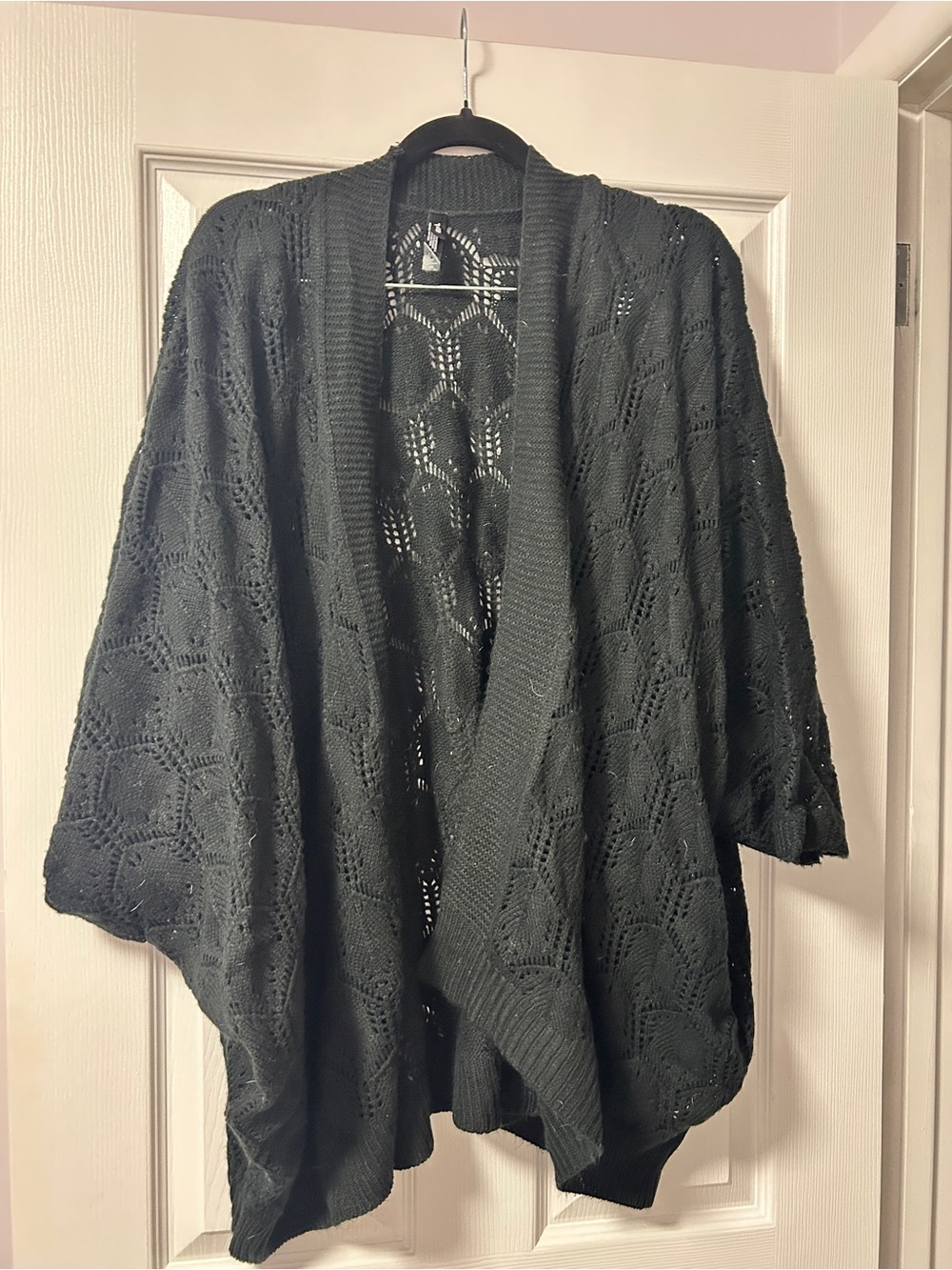 torrid Black Open-Knit Draped kimono style Cardigan